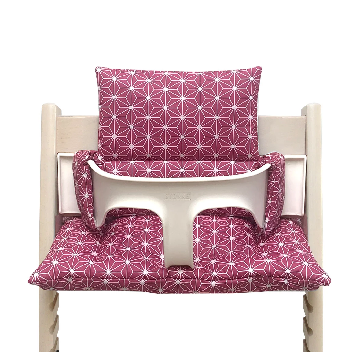 Sitzkissen Set ABWASCHBAR Happy Star Cranberry Rot für Tripp Trapp Stokke, passt mit neuem Baby Set V2