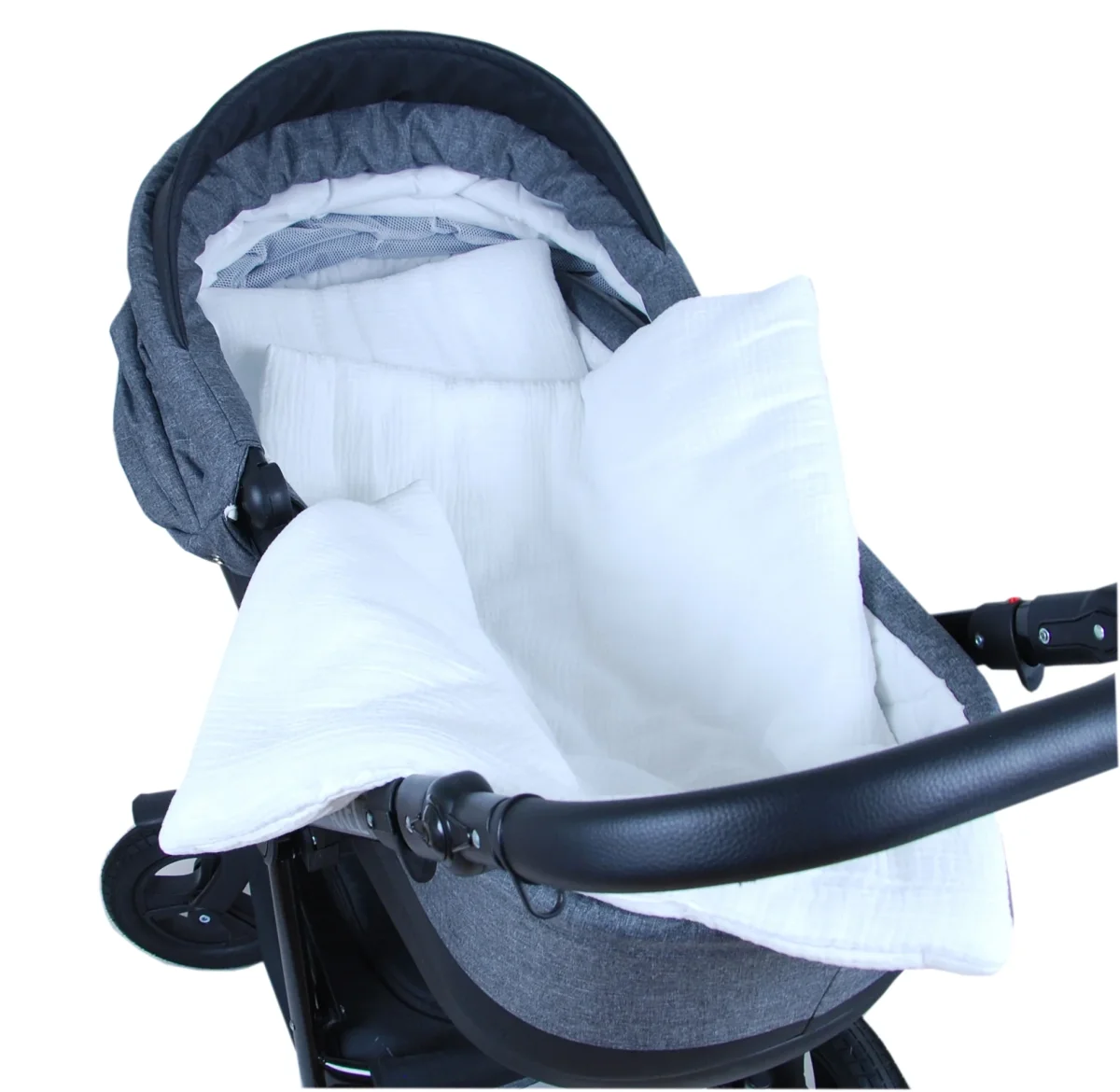BabyLux Babydecke MUSSELIN Kinderwagen Decke 75x60cm Kuscheldecke Stubenwagen MPM Weiß