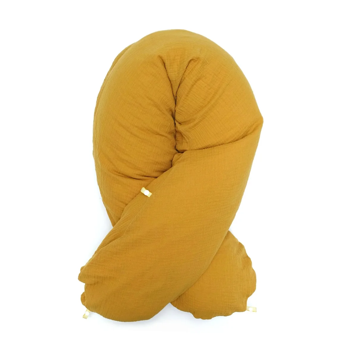 „Das Original“  Theraline  Stillkissen inkl. Musselin Bezug  (190 cm x 38 cm) – Senf Gelb
